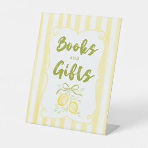 Citroenthema Baby Shower Boeken & Cadeaus Reclamebord Met Voetstuk