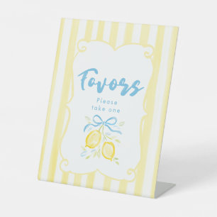 Citroenthema jongens babyshower favorieten reclamebord met voetstuk
