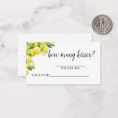 Citroenthema Raad eens hoeveel kusjes Notitiekaartje (Voorkant / Achterkant in situ)