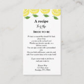 Citroenthema Recept verzoek bruidsfeest Informatiekaartje (Voorkant)