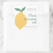 Citroenthema wordt een 1e verjaardag vierkante sticker (Tas)