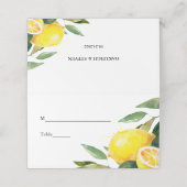 Citroentuin bloemenchique huwelijkstafel plaatskaartje (Buitenkant ongevouwen)