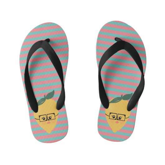 Citroenvriendelijk gestreept patroon kinder teenslippers (Voetbed)