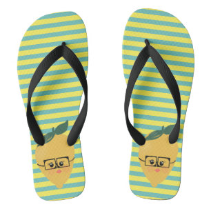Citroenvrolijk gestreept patroon teenslippers