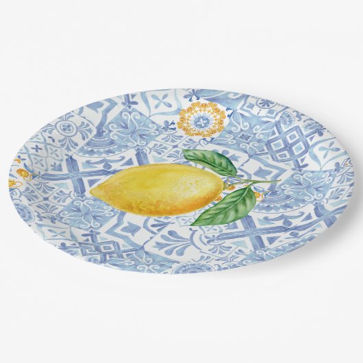 Citroenvrucht, Europees geïnspireerd Papieren Bordje (Gekanteld)