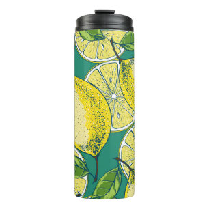 Citroenvrucht naadloze illustratie thermosbeker
