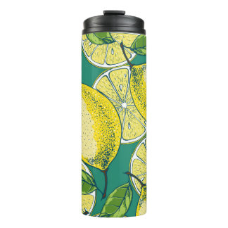 Citroenvrucht naadloze illustratie thermosbeker