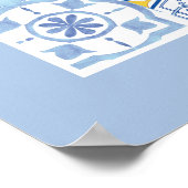 Citroenvrucht, op Europa geïnspireerde blauwe tege Poster (Hoek)