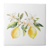 Citroenvruchten en witte bloemen boomtak tegeltje (Voorkant)