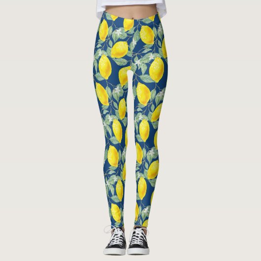 CITROENVRUCHTEN IN LANDELIJK BLUW LEGGINGS (Voorkant)