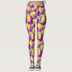 CITROENVRUCHTEN OP PAARSE ACHTERGROND LEGGINGS