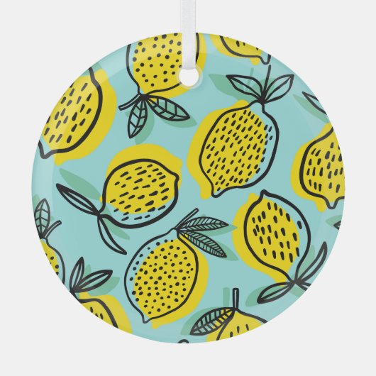 Citroenvruchten:  zomermotief. glas ornament (Voorkant)