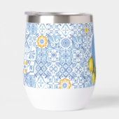 Citroenvruchtenmonogram, blauwe tegel (Rechts)