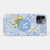 Citroenvruchtenmonogram, blauwe tegel Case-Mate iPhone case (Achterkant (horizontaal))