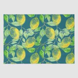 Citroenvruchtpatroon geel blauw groen tissuepapier