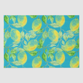 Citroenvruchtpatroon geel blauw groen turquoise tissuepapier