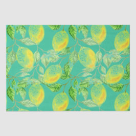 Citroenvruchtpatroon geel blauw groen turquoise tissuepapier