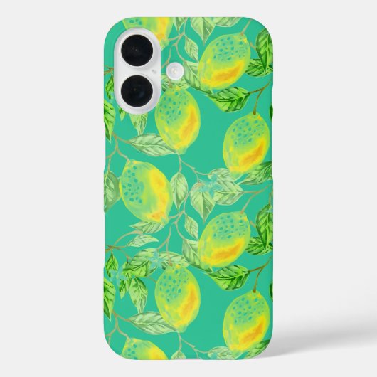 Citroenvruchtpatroon geel turquoise groen Case-Mate iPhone case (Achterkant)