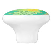 Citroenvruchtpatroon geel turquoise groen keramische knop (Zijkant)