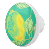 Citroenvruchtpatroon geel turquoise groen keramische knop (Rechts)