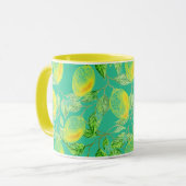 Citroenvruchtpatroon geel turquoise  mok (Voorkant links)