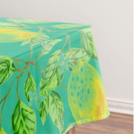 Citroenvruchtpatroon geel turquoise  tafelkleed