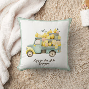 Citroenwagen blauw DBL-zijdig citroen thema waterv Kussen