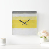 "Citroenzuurgrijze en gele Abstracte kunst" Vierkante Klok (Huis)