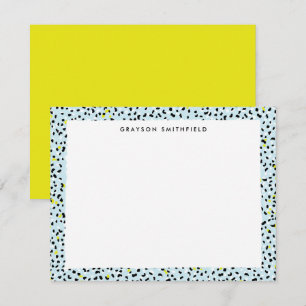 Citron Aqua Snow Leopard Print Personal Stationery Kaart