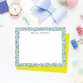 Citron Aqua Snow Leopard Print Personal Stationery Kaart