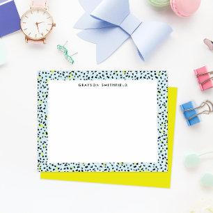 Citron Aqua Snow Leopard Print Personal Stationery Kaart