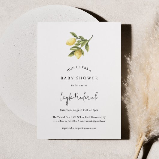 CITRON Citroen Baby shower Invitation Kaart