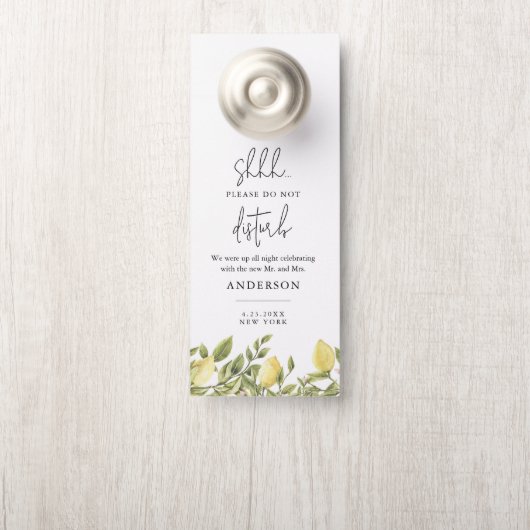 CITRON Citroen bruiloft niet storen welkomstbrief Deurhanger (Op knop)