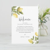 CITRON Citroen Bruiloft Welkomstbrief & Routebesch Kaart (Staand voorkant)