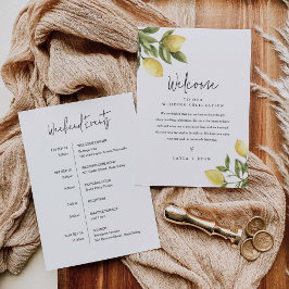 CITRON Citroen Bruiloft Welkomstbrief & Routebesch Kaart