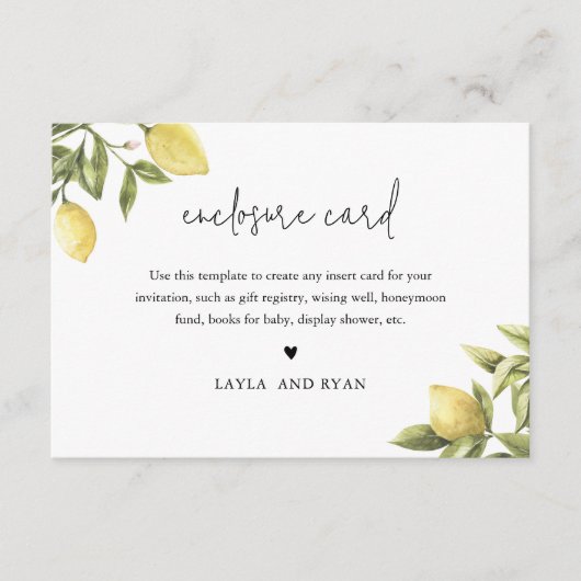 CITRON Citrus Behuizing Invoegen Kaart 5 "x3.5" (Voorkant)