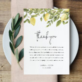 CITRON Citrus Bruiloft Dank u kaart