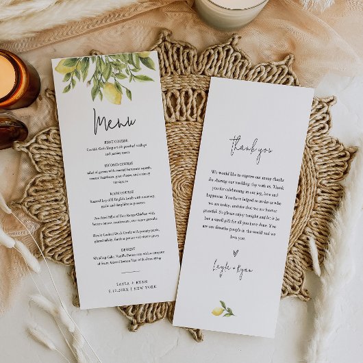 CITRON Citrus Bruiloft Diner Menu