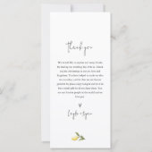 CITRON Citrus Bruiloft Diner Menu (Achterkant)