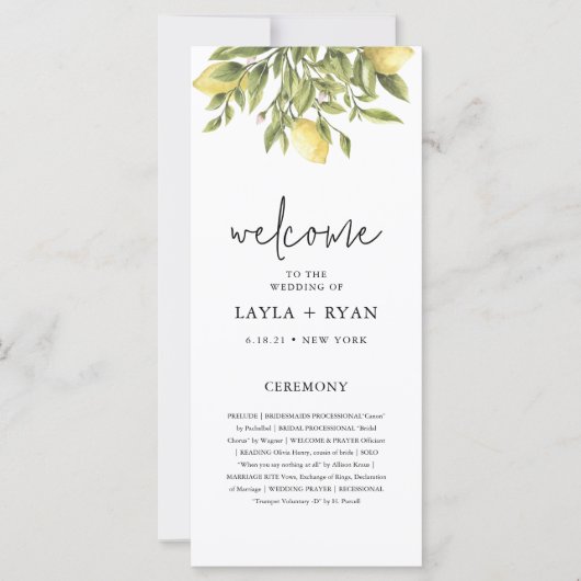 CITRON Citrus bruiloft programma (Voorkant)