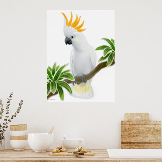 Citron Crested Cockato-Poster Poster (Keuken)