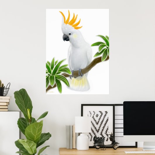Citron Crested Cockato-Poster Poster (Thuiskantoor)