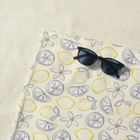 Citron Doodle Pattern Strandlaken (In situ)