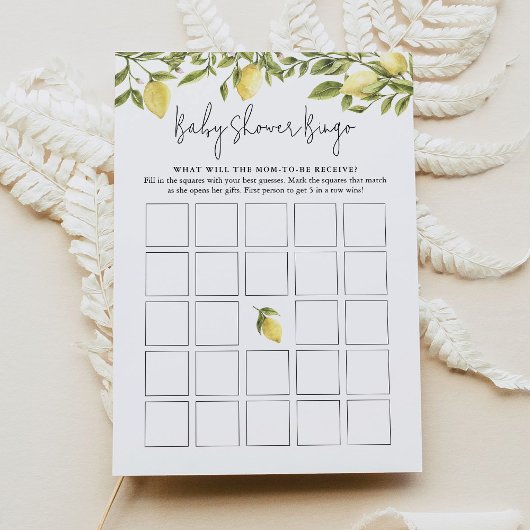 CITRON Lemon Baby shower Bingo Kaart
