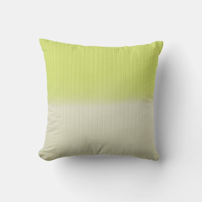 Citron Lime Green Dusty Cream Digitale visgraat Buitenkussen (Voorkant)