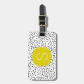 Citron Monogram Zwart-Wit Dalmatische Vlekken Bagagelabel (Voorkant verticaal)