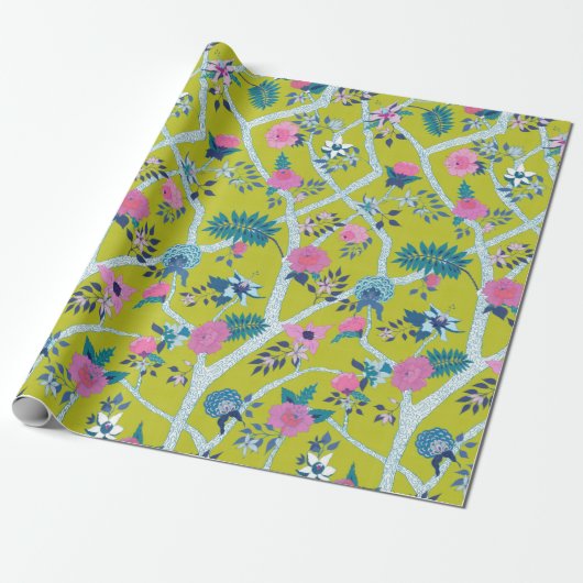 Citron Peony Branch Cadeaupapier (Uitgerold)