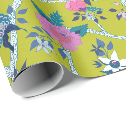 Citron Peony Branch Cadeaupapier (Rol Hoek)