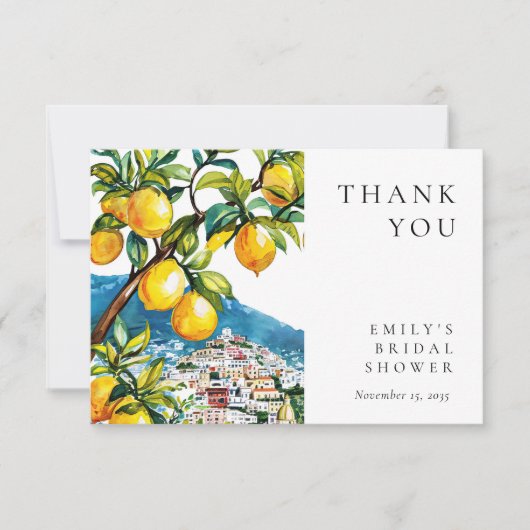 Citrus Amalfi Coast Italiaans Vrijgezellenfeest Bedankkaart (Voorkant)