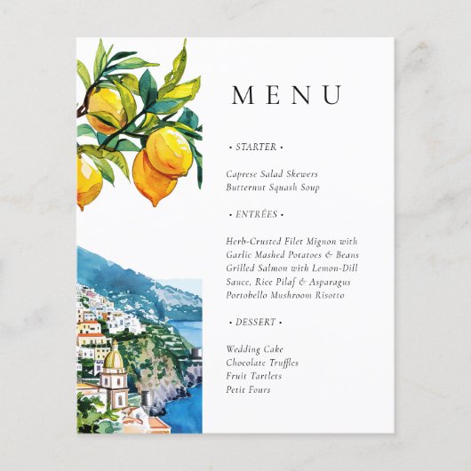 Citrus Amalfi Coast Vrijgezellenfeest Menu (Voorkant)